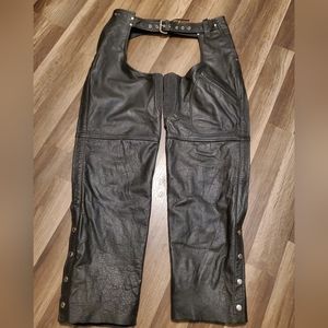USA BIKERS DREAM APPAREL BLACK LEATHER CHAPS SIZE XL